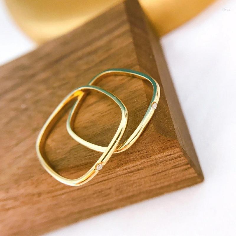 

Cluster Rings 18k Gold Diamond Square Ring For Men And Women AU750 Geometric