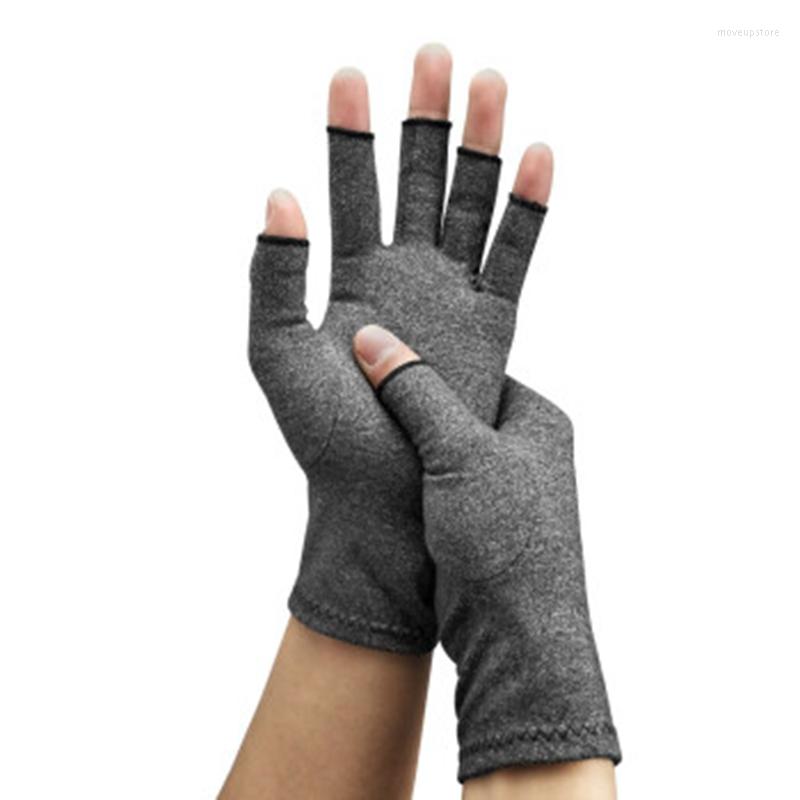 

Wrist Support 1 Pair Womens Mens Therapy Compression Gloves Hand Arthritis Joint Pain Relief Half Full Finger, Gray