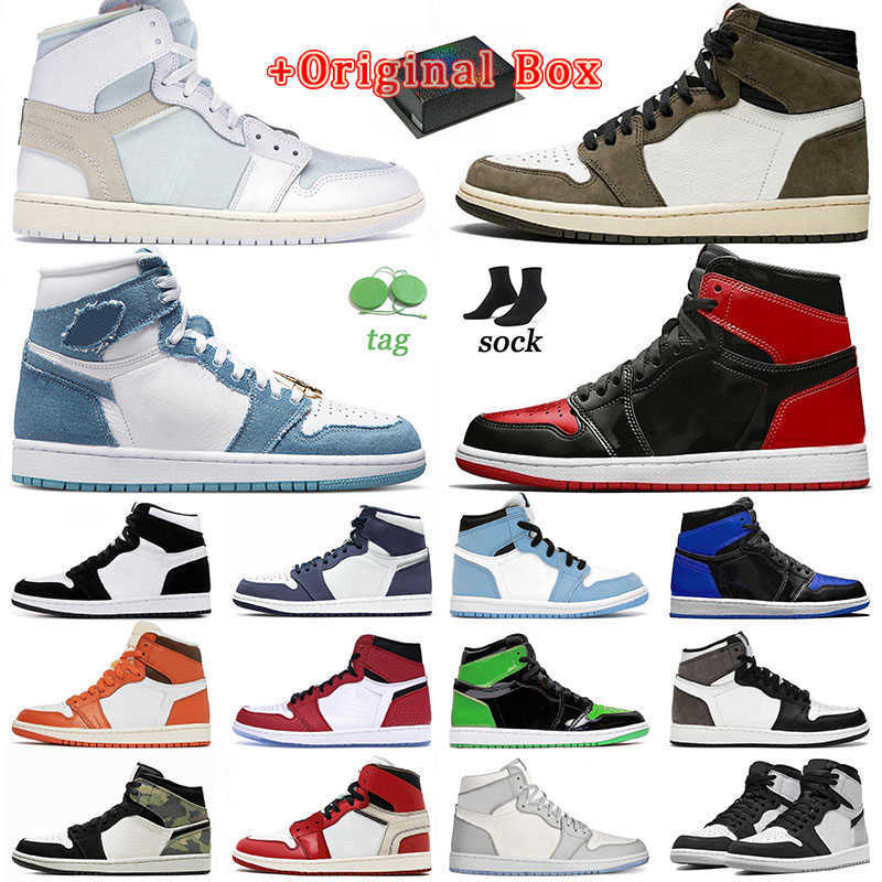 

Dark Mocha Jumpman1 Basketball Shoes J1 OG High Sneakers Trainers Wholesale Designer Original Patent Fog Grey Midnight Navy Shattered jordas air, A51 36-46 obsidian