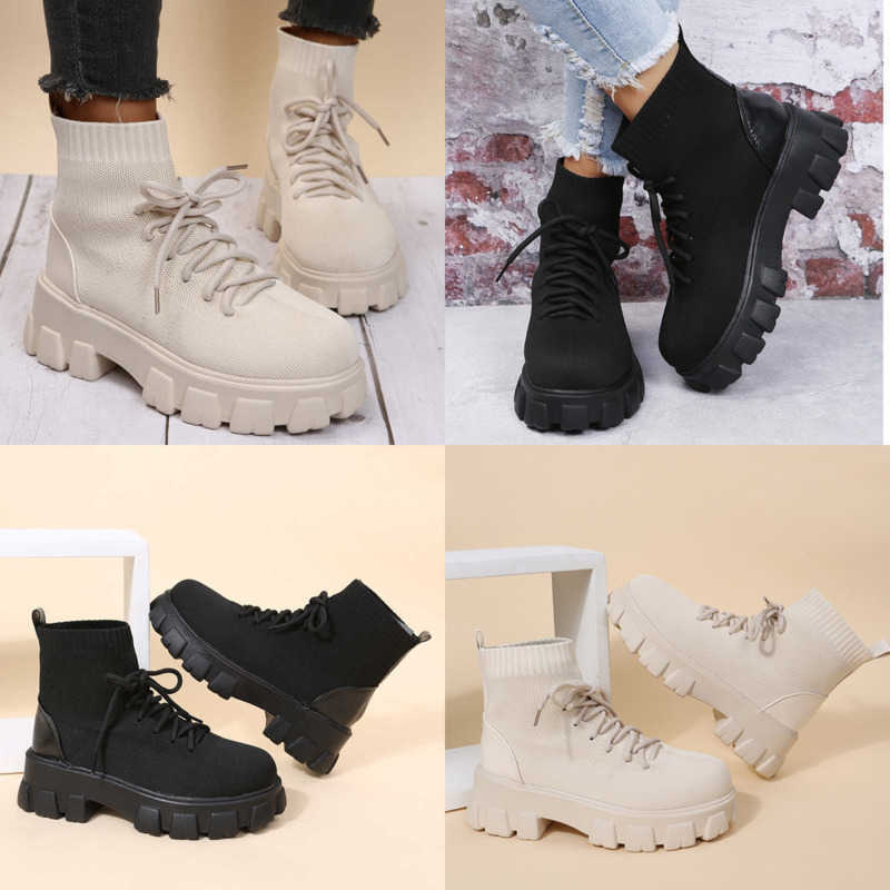 

Wholesale Designer Booties Womens Casual Short Boots Thick Heel Designer Shoes, Black