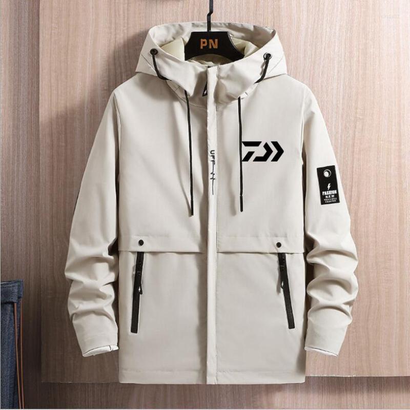 

Men's Jackets Fishing Printing Men's Outdoor Jacket Hooded Windbreaker Senior Cycling Leisure Sportswear Top, 02