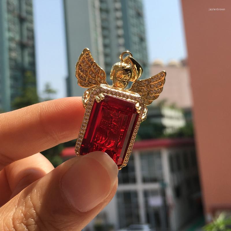 

Pendant Necklaces 2022 Fashion Hip Hop Necklace Cz Angel Wing Iced Out