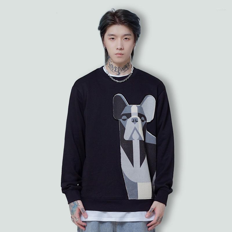 

Men's Hoodies 335G 85% Cotton Men's Winter Fall Casual Black Sweatshirt Teen Premium Hip Hop Streetwear Loose Versatile Puppy Pattern, 20133 black