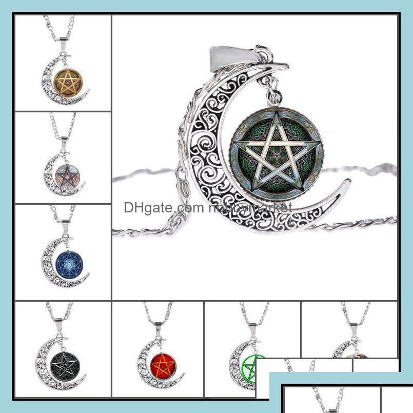 

Pendant Necklaces Pendant Necklaces Pendants Jewelry Fivepointed Star Hollow Moon Cabochons Glass Moonstone Pentagram Necklace For W Otarh