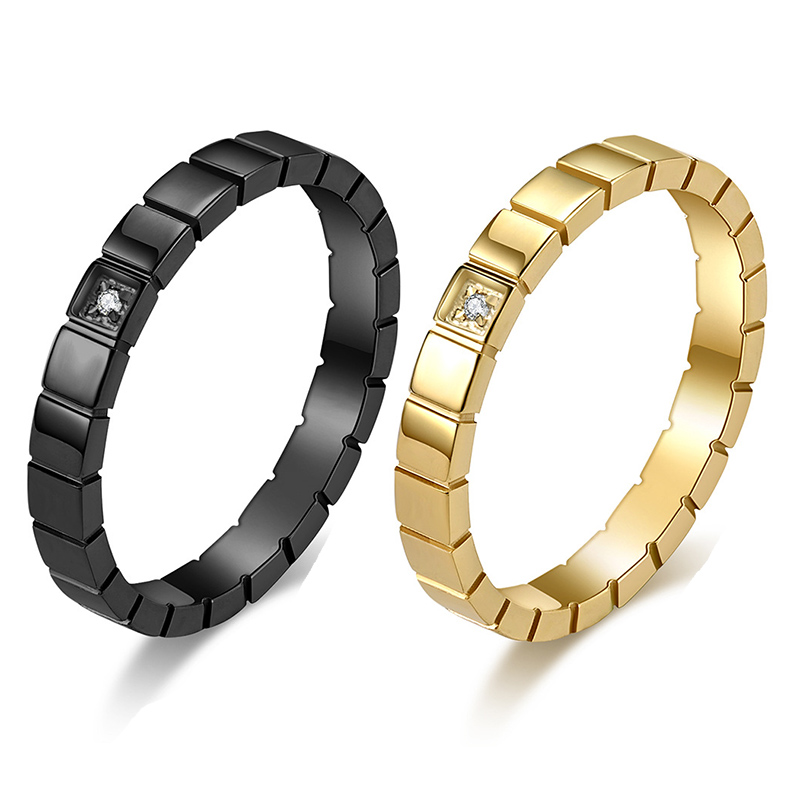 

Squares Inlaid Diamond Stainless Steel Band Rings Finger Tail Ring for Girl Cute Fashion Jewelry