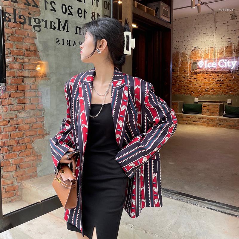 

Women' Suits Blazer Jacket 2023 Women Autumn Winter Printed Long Sleeve Loose Oversize Coats Female