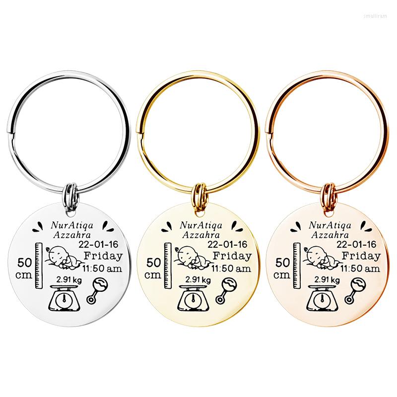 

Keychains MYLONGINGCHARM Baby Keychain Personalized Name Date Of Birth Weight Time Height For Born Commemorate Exclusive Key Ring D0103
