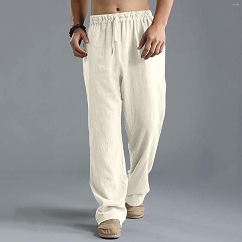 

Men's Pants Mens Cotton Linen Drawstring Cool And Breathable Slacks Suitable For Going Shopping Wearing Nin668, Light blue