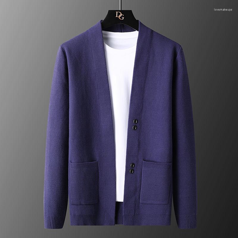 

Men's Sweaters Autumn Winter Designer Cardigan Plus Size Solid Color Knit Jacket England Style Pocket Men Fashion Brand, Black