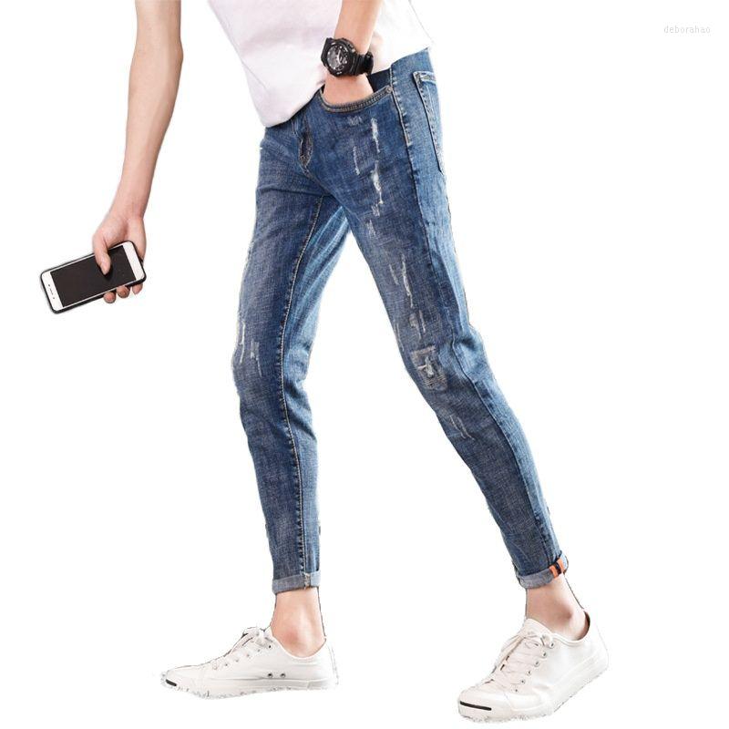 

Men's Pants Spring 2022 Male Fashion Men's Brand Casual Ripped Hole Skinny Jeans Man School Teenagers Cowboy Distressed For Men, As picture5