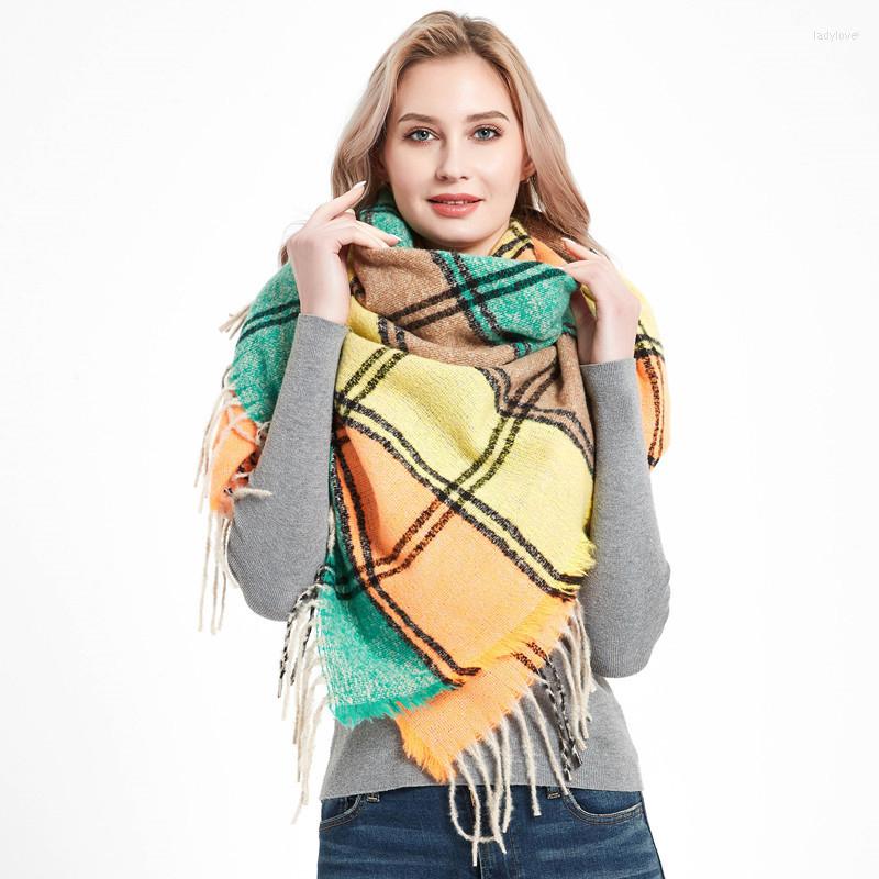 

Scarves Arrival Fashion Square Scarf Autumn And Winter Korean Big Plaid Fresh Comfortable Elegant Vintage Thick Warm Cute