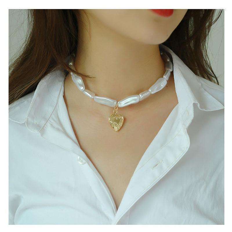 

Choker UDDEIN Alloy Pendant Heart Irregular Pearl Chain Vintage Statement Collar Party Jewelry Gifts Fashion Necklace &