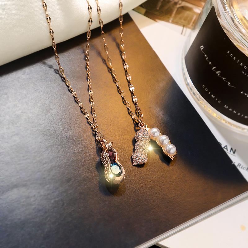 

Choker Japanese And Korean Style Peanut Pearl Necklace Female Clavicle Chain Cool Modern Women 2022 Simple Titanium Steel Does Not Fade
