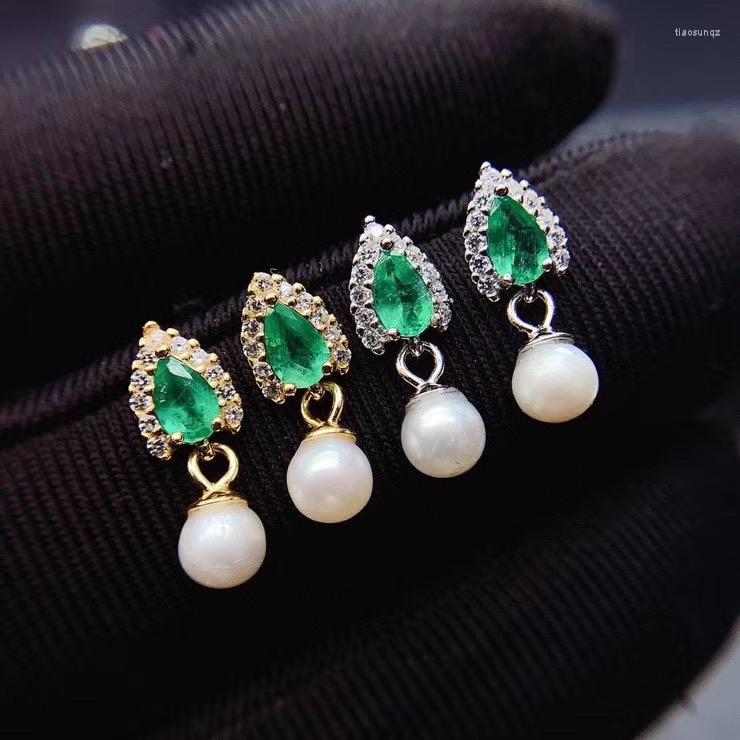 

Stud Earrings Arrival Natural And Real Emerald Earring 925 Sterling Silver