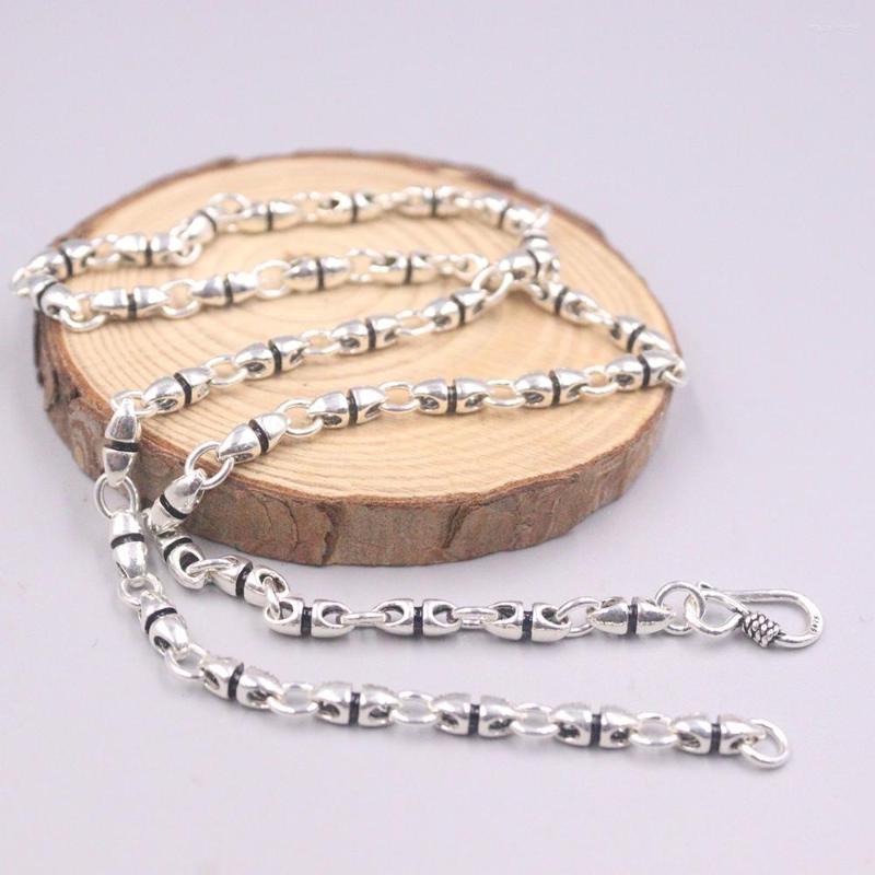 

Chains Real Silver 925 Necklace For Men Yuanbao Shaped Chain 4.8mmW Retro Jewelry Domineering Men's 50cmL