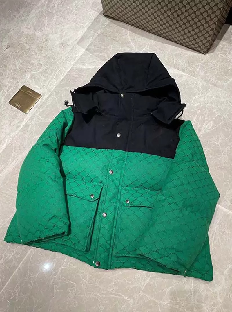 

Men's Down Puffer Jackets Womens Full Print Parkas Coat Man Long Style Jacket Trendy Hooded Coats Unisex Embroidery Pattern Outerwear Woman Clothing