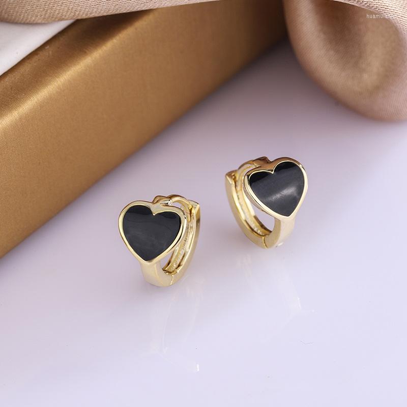 

Hoop Earrings Black Heart For Women Round Girls Piercing Jewelry Aretes Gifts Wholesale Accessories Pendientes Mujer