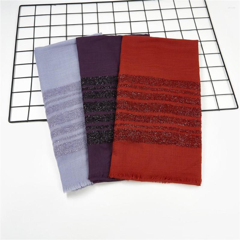 

Scarves Women Casual Striped Sparkling Long Scarf Muslim Hijab Wrap Shawl Headwear Fashion Chiffon Bossom Girls