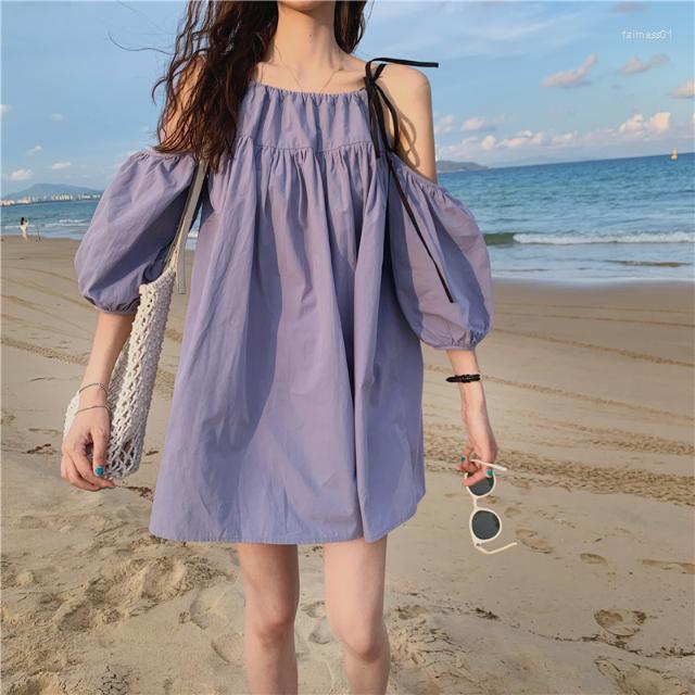 

Casual Dresses Women Summer Purple Dress Women' Sling Girl' Vestido De Mujer Femme Robe, Pink