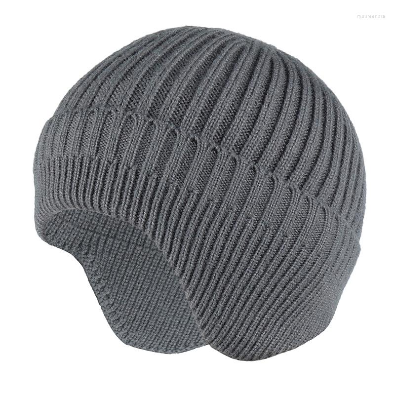 

Berets 2022 Winter Earmuff Cap Men's Outdoor Knitted Hat Women's Korean Warm Beanies Skull Windproof Earflaps Bonnet Hats, Black