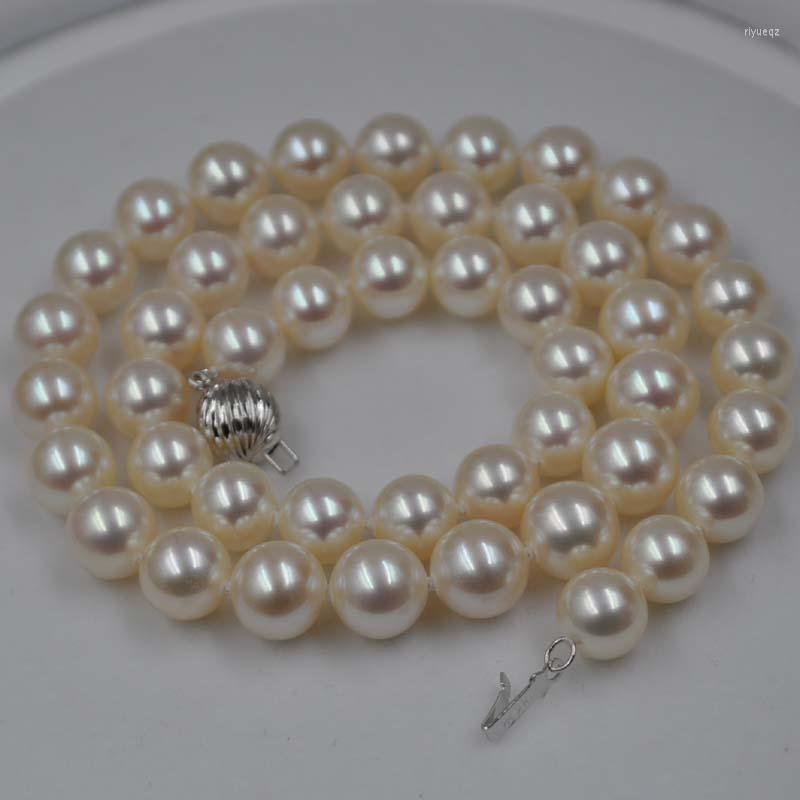 

Choker 2022 Rope Chain Women Classic Kolye High Quality 9mm Round Freshwater Pearl Necklace Real Goldclasp