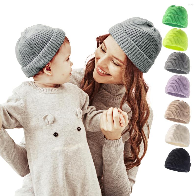 

Hair Accessories Autumn Winter Baby Hats Cute Beanies Girls Boys Caps Kids Crochet Bonnet Infant Warm Parent-Child Knitted Hat Men Women, 1pcs random