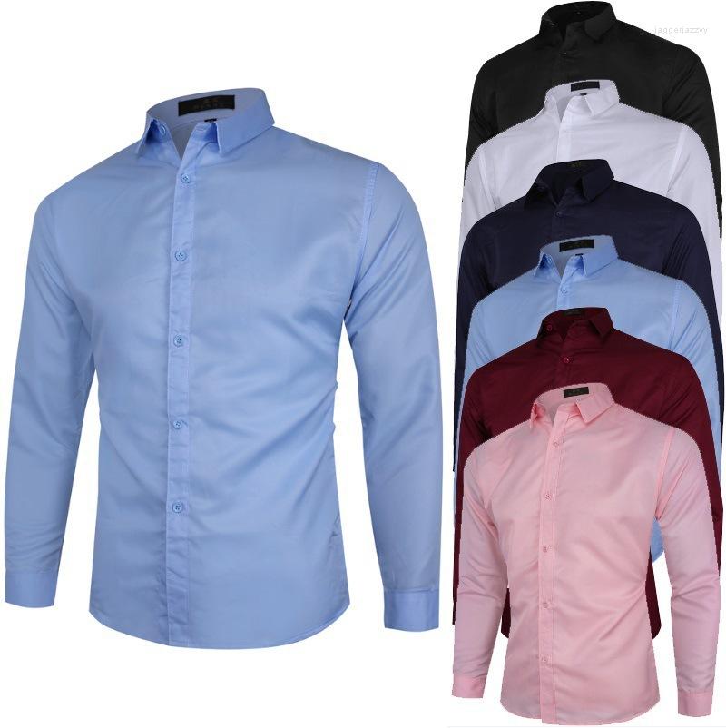 

Men' Casual Shirts Men Fashion Business Long Sleeve Solid Slim Fit Male Social Office White Black Bottoming Shirt Four Seasons