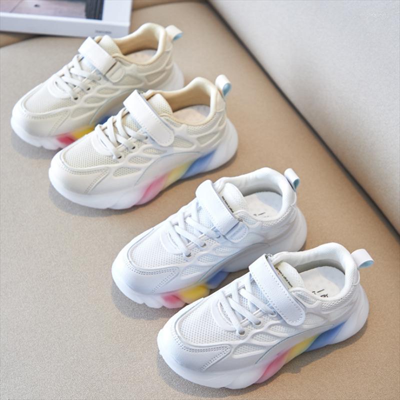 

Athletic Shoes Spring And Autumn Breathable Girls Rainbow Bottom Double Net Sports Casual Boys Running