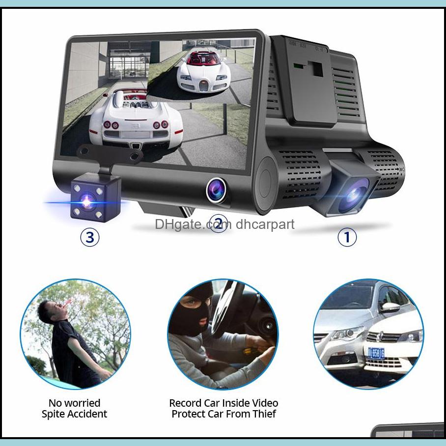 new car dvr 3 cameras lens 4 0 inch dash camera dual lens with rearview camera video recorder auto registrator dvrs dash cam