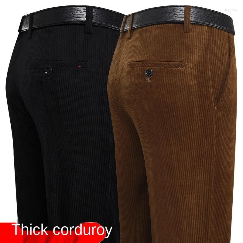 

Men's Pants Winter Corduroy Men Pleated Black Brown Mens Clothing Straight Loose Thicken Trousers For, 1507 navy blue