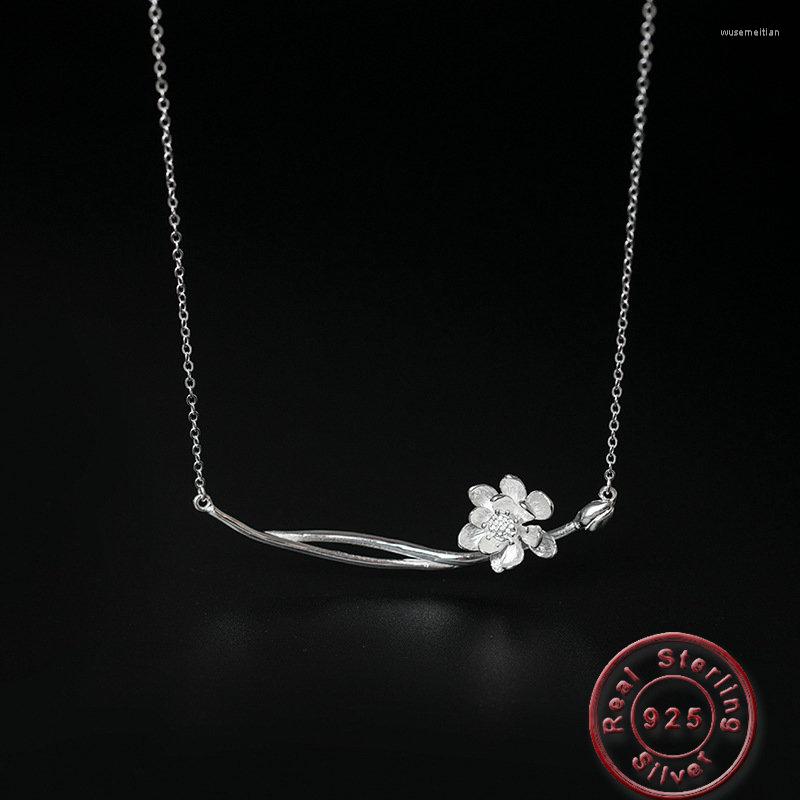 

Pendant Necklaces Amxiu Handmade Lotus Flower S925 Necklace Office Lady Choker For Women Mother's Day Gift Daily Accessories