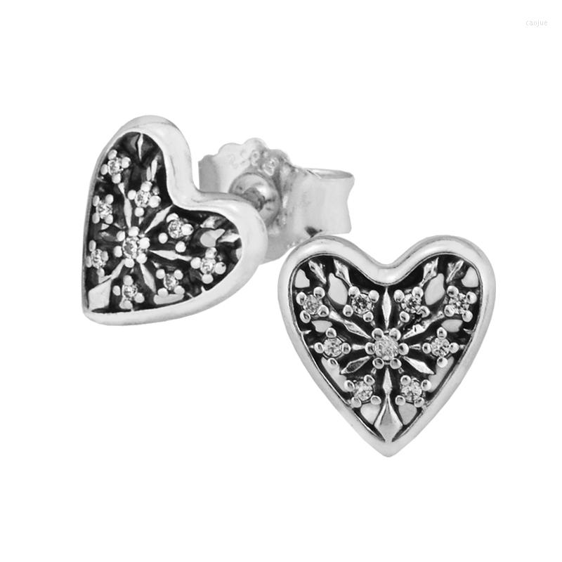 

Stud Earrings Hearts Of Winter With Clear CZ 925 Sterling-Silver-Jewelry
