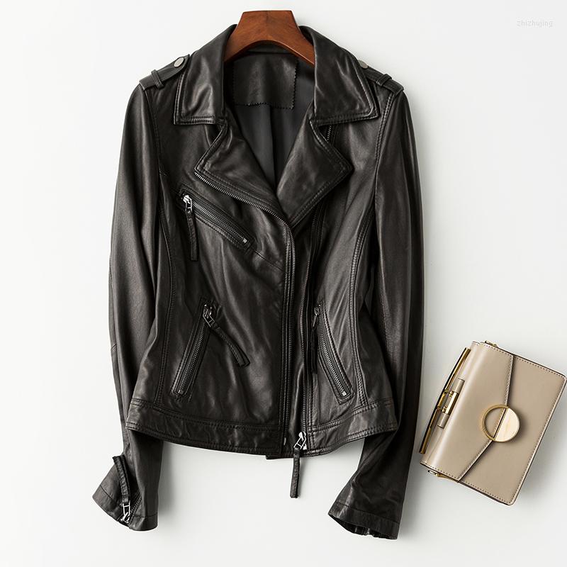 

Women's Leather Women Leater Jacket 2022 Spring And Autumn Real Sheepskin Fashion Genuine Coat Zm1671, Black