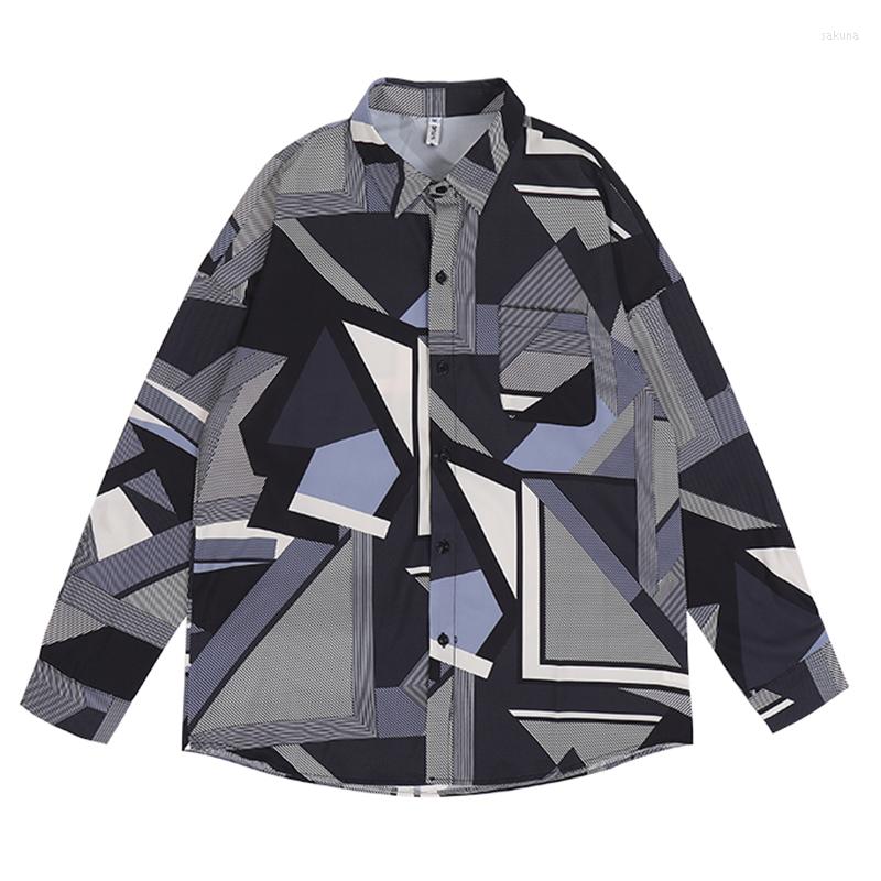 

Men's Casual Shirts Korean Style Loose Several Graphic Fashion Men Clothing Kpop Oversized Couple Tops Hip Hop Long Sleeve Coat Male, Black