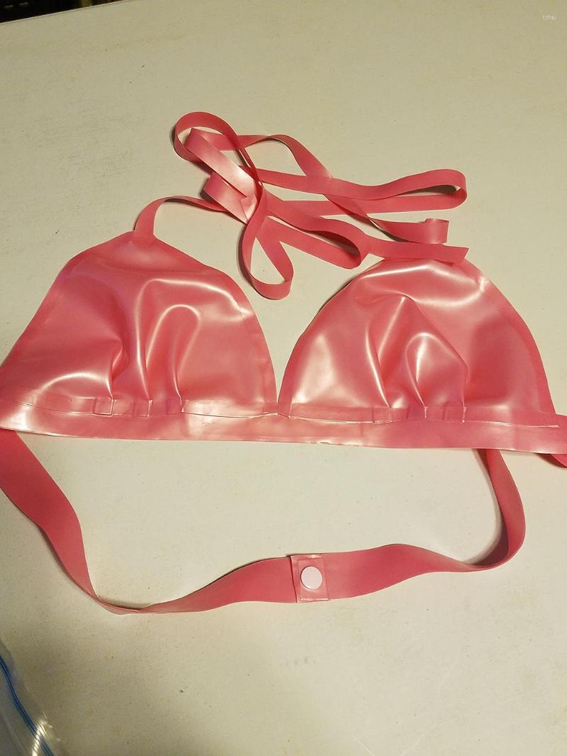 

Bras Sexy Women Lingerie Red Natural Halter Latex Bra Rubber Underwear With Back Button Or Lace, Blue