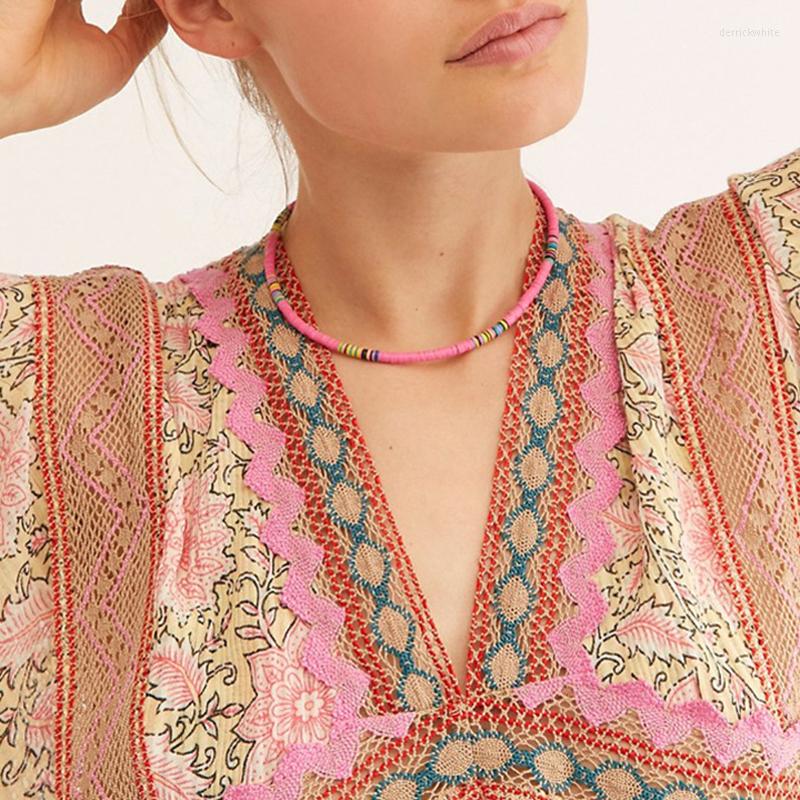 

Choker Bohemian Nekelace For Women Polymer Clay Necklace Soft Pottery Boho Holday Beach Female Jewerly AM3177