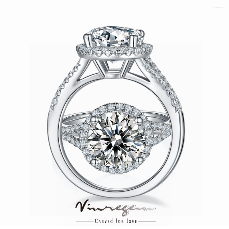 

Cluster Rings Vinregem 925 Sterling Silver Round 3CT Pass Test Diamonds Moissanite Wedding Engagement Ring For Women Gift Drop