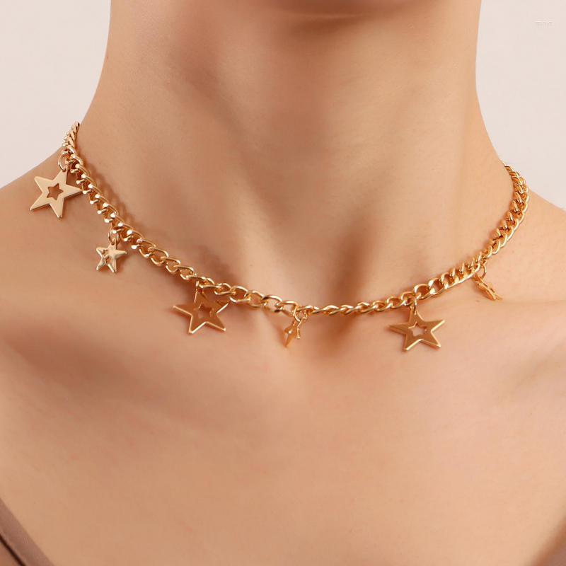 

Choker Star Party Women's Pendant Necklace Fashion Female Necklaces Jewelry Punk Ladies Pentagon-star Statement Gifts