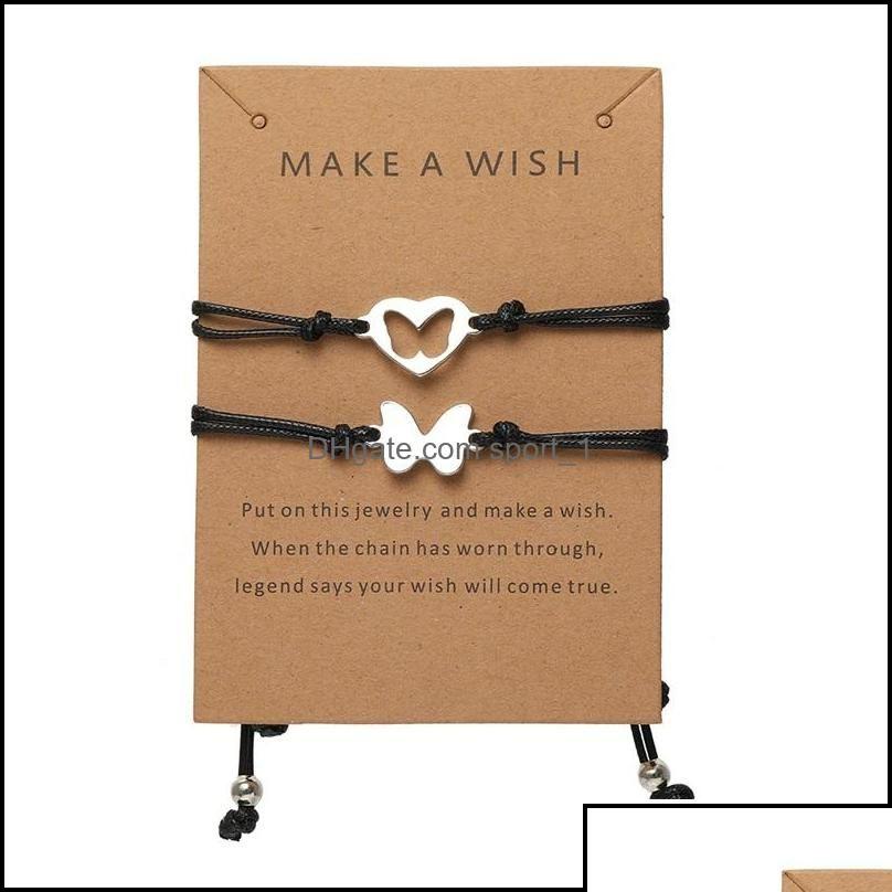 

Pendant Necklaces Pendant Necklaces Friendship Couples Metal Alloy 2Pcs/Set Love Heart Butterfly Sisters Friends Necklace Women Man Oto5G