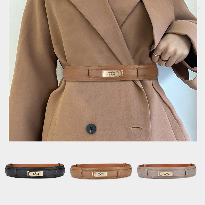 

Belts Brand Quality Double Layers Real Leather Women Waistband Lock Buckle Adjustable Dress Shirt Belt Strap Ladies White Cowhide, Black