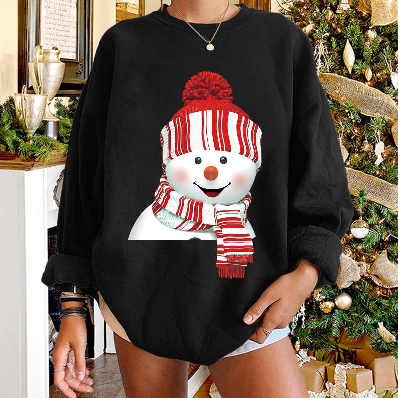 

Women' Hoodies Womens Casual Oversize Sweatshirts Loose Christmas Crewneck Long Sleeve Basic Pullover Top Moletom Feminino #8, Black