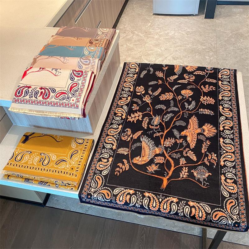 

Scarves Brand Winter Scarf Women Soft Cashmere Warm Pashmina Aviary Cashew Flower Wraps Thick Long Shawls Bufanda Stoles Hijab