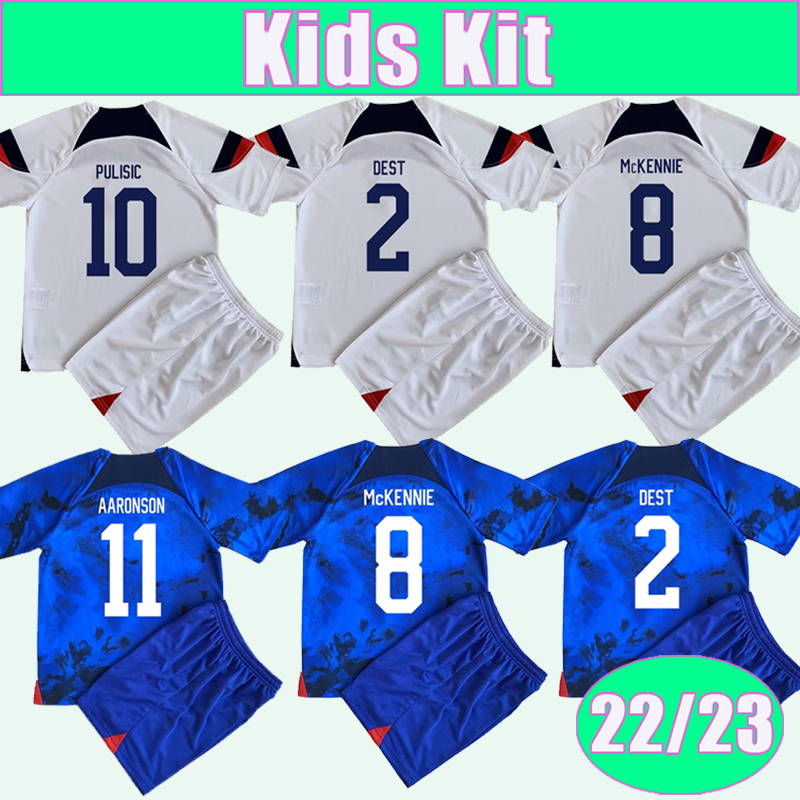 

22 23 PULISIC DEST Kids Kit Soccer Jerseys National Team MORRIS McKENNIE YEDLIN ACOSTA AARONSON StaTEs Home Away Child Suit Football Shirts, Tz10409 22 23 home no socks