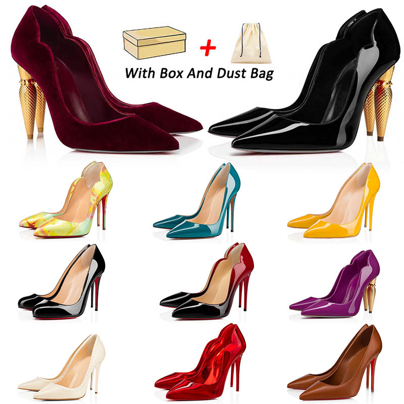 

2023 Top Designer Red Bottoms Dress Shoes Christias Womens Pumps Stiletto Heels Patent Leather Point Toe High Heels Loafers Rubber So Kate Loubutin Shoe Size 35-44, #27