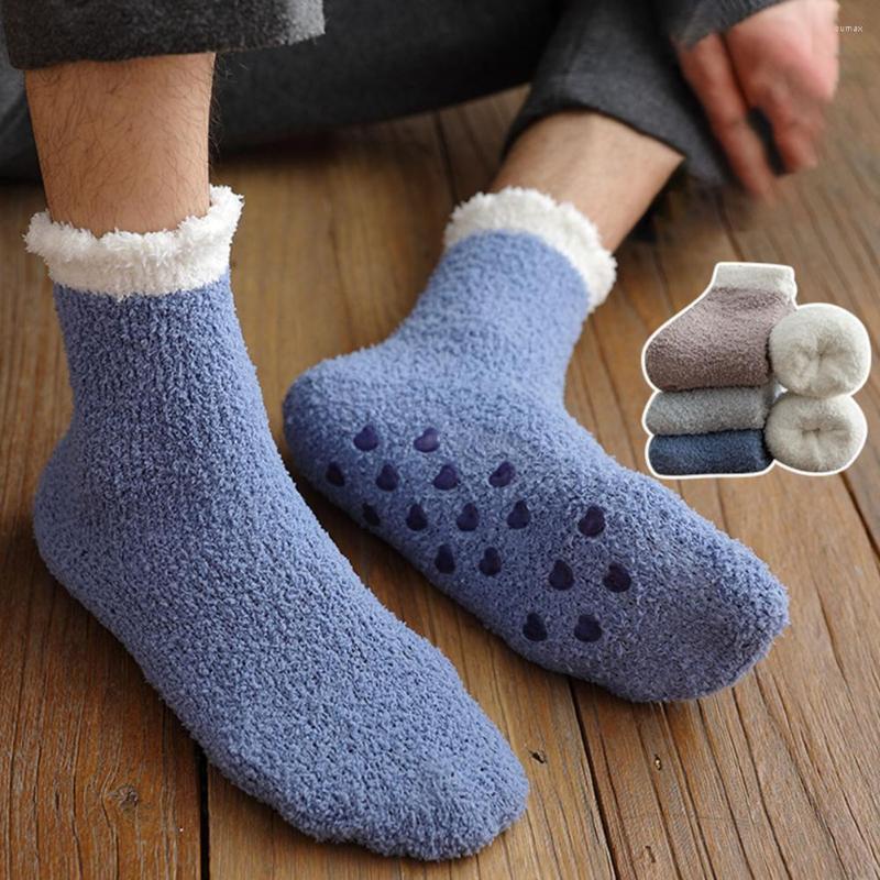 

Men's Socks Simple Thermal Breathable Silicone Bottoms Cozy Indoor Floor Casual Plush Slippers Unisex Coldproof, Blue