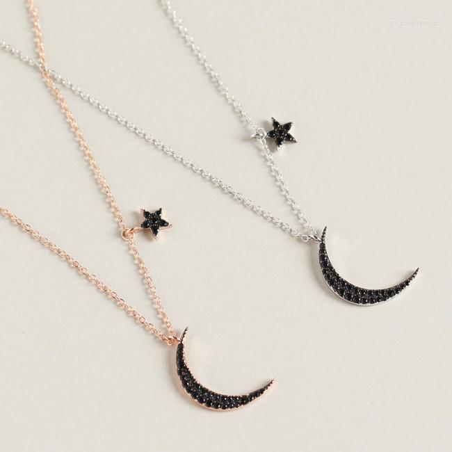 

Pendant Necklaces S925 Silver Color Necklace Jewelry Star Moon Simple Clavicle Chain 2022 Ladies Commemorative Gift