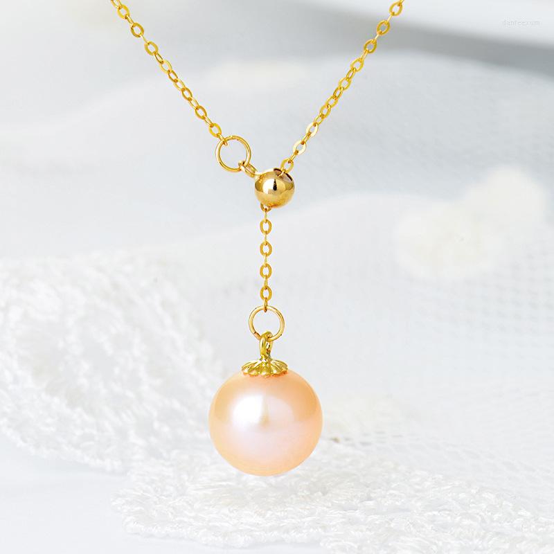 

Pendants SA SILVERAGE 18K Gold Freshwater Orange Purple Pearl Adjustable Buckle "Y" Word Chain Pendant Necklace Women Yellow