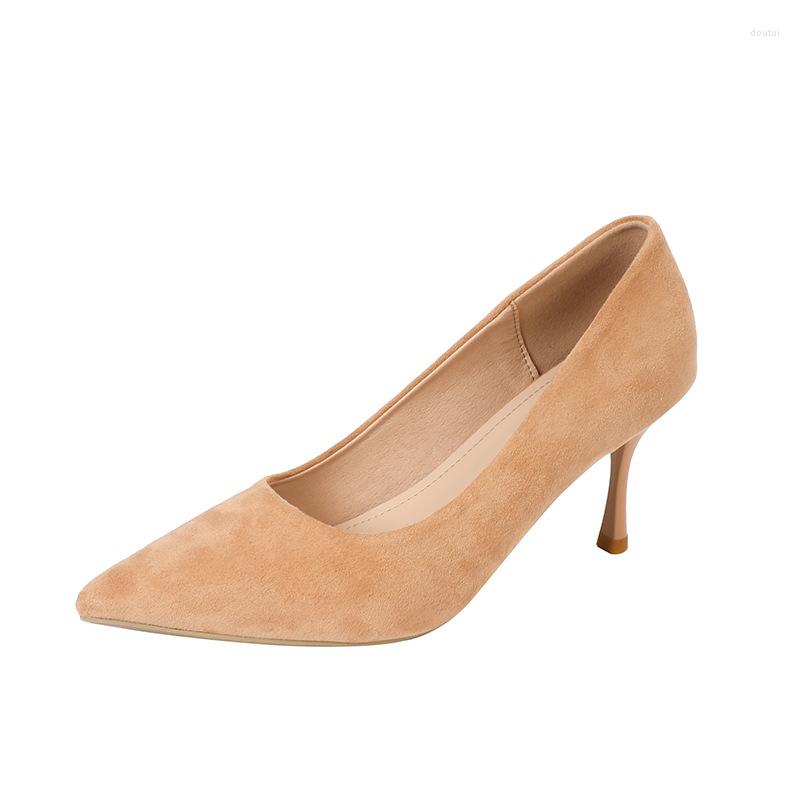 

Dress Shoes For Women High Heels 2022 Ladies Pumps Fashion Casual Black Suede Women's Fine Heel Work, Nude 5 cm