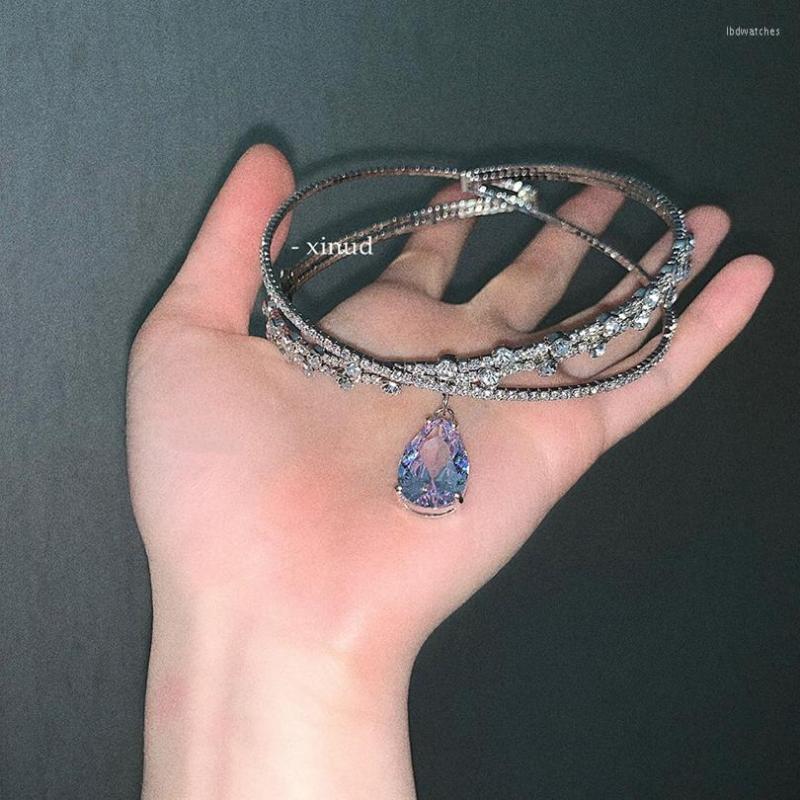 

Pendant Necklaces Women Rhinestone Artificial Crystal Alloy Chain Necklace Diamond Now 2022 Aesthetic Korean Fashion Female