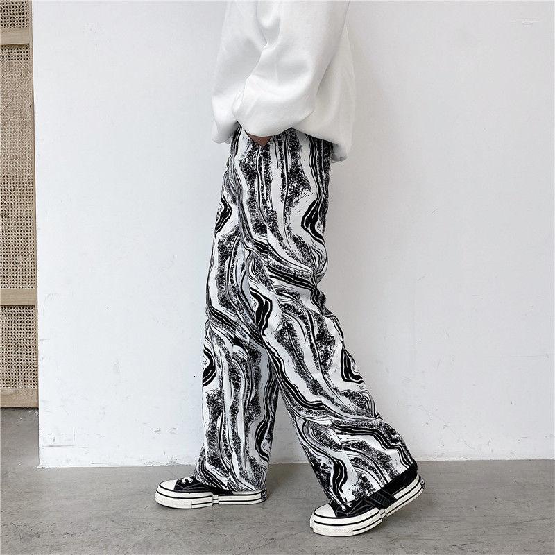 

Men's Pants Summer Straight 2023 Trousers Trendy Fashion Splash Ink Printing Loose Casual Men's All-match Wide-leg 2Y7279, As shown in figure